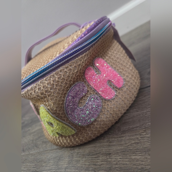 Girls Beach Round Straw Tote Bag NWT - Picture 3 of 5